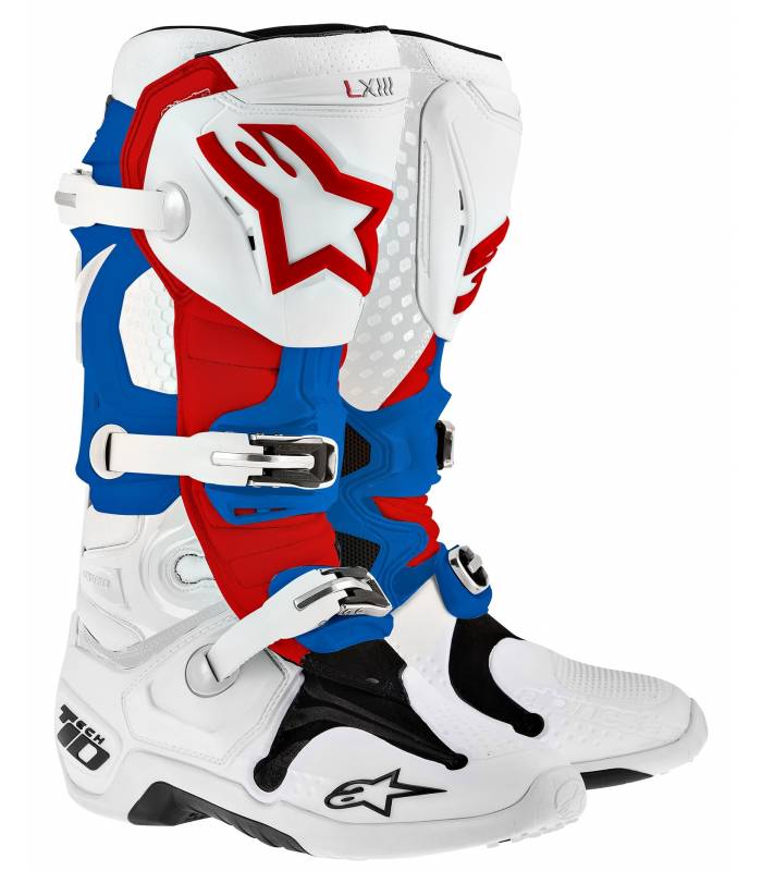 LevneMoto - Boty Tech 10 2016, ALPINESTARS - Itálie (bílé/červené/modré)